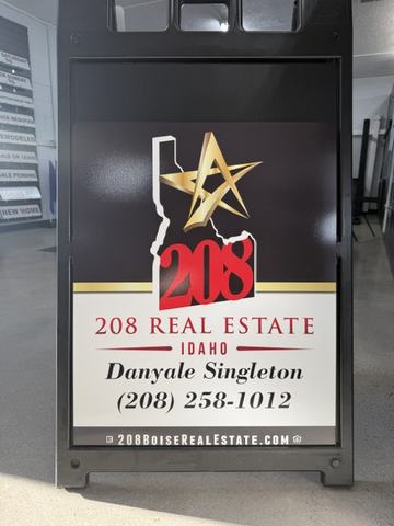 208 Real Estate agent panel in a black A frame